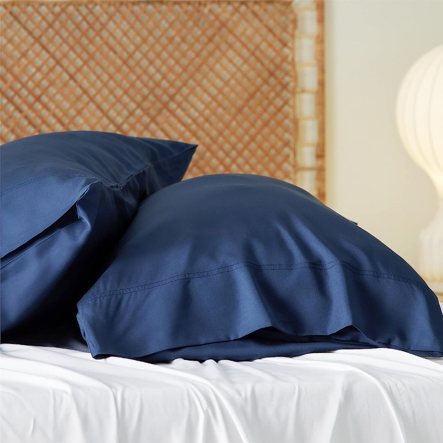 Bedsure Cooling Pillow Cases Queen - Rayon Derived from Bamboo, Navy Blue Chill Pillowcase 2, Silky Soft & Breathable Pillow Cover with Envelope Closure, Gift for Hot Sleepers in Summer, 20x30 Inches
